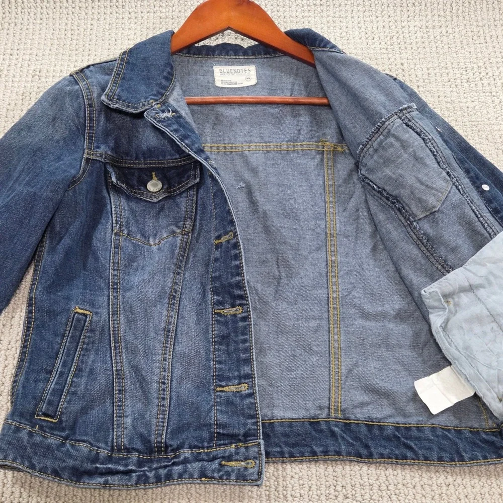 BlueNotes‎ Denim Jacket Medium Heart Painted Design Women's Jean Coat